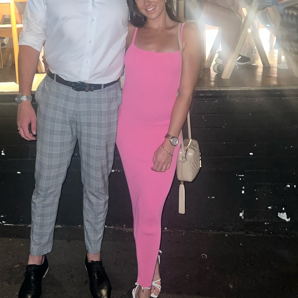 Glassons Bright Pink Ribbed Maxi Slip Dress